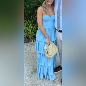 Lovers + Friends Strapless Blue Maxi Dress